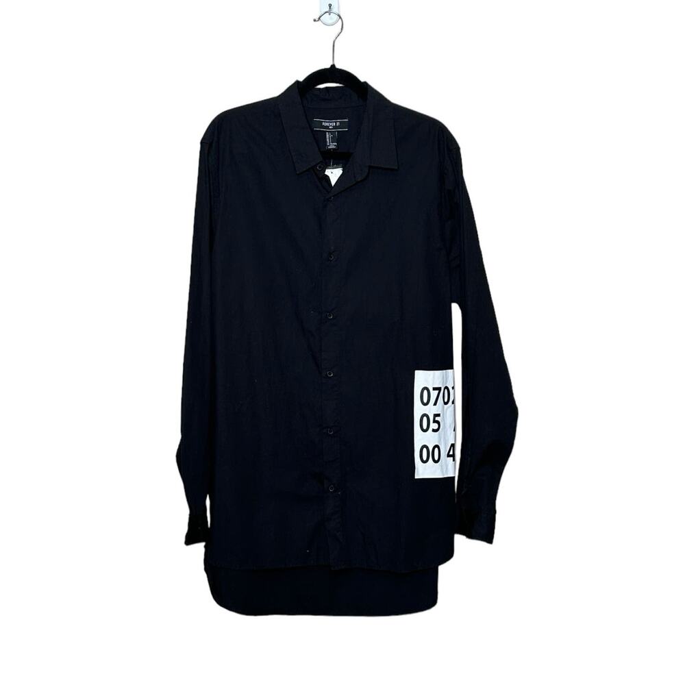 Forever 21 black long sleeves button casual shirt size large